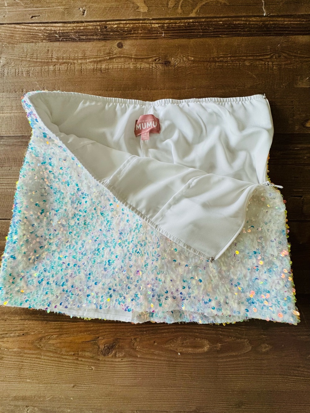 Show Me Your MuMu - Iridescent Sequin White Mini Skort - Picture 5 of 8